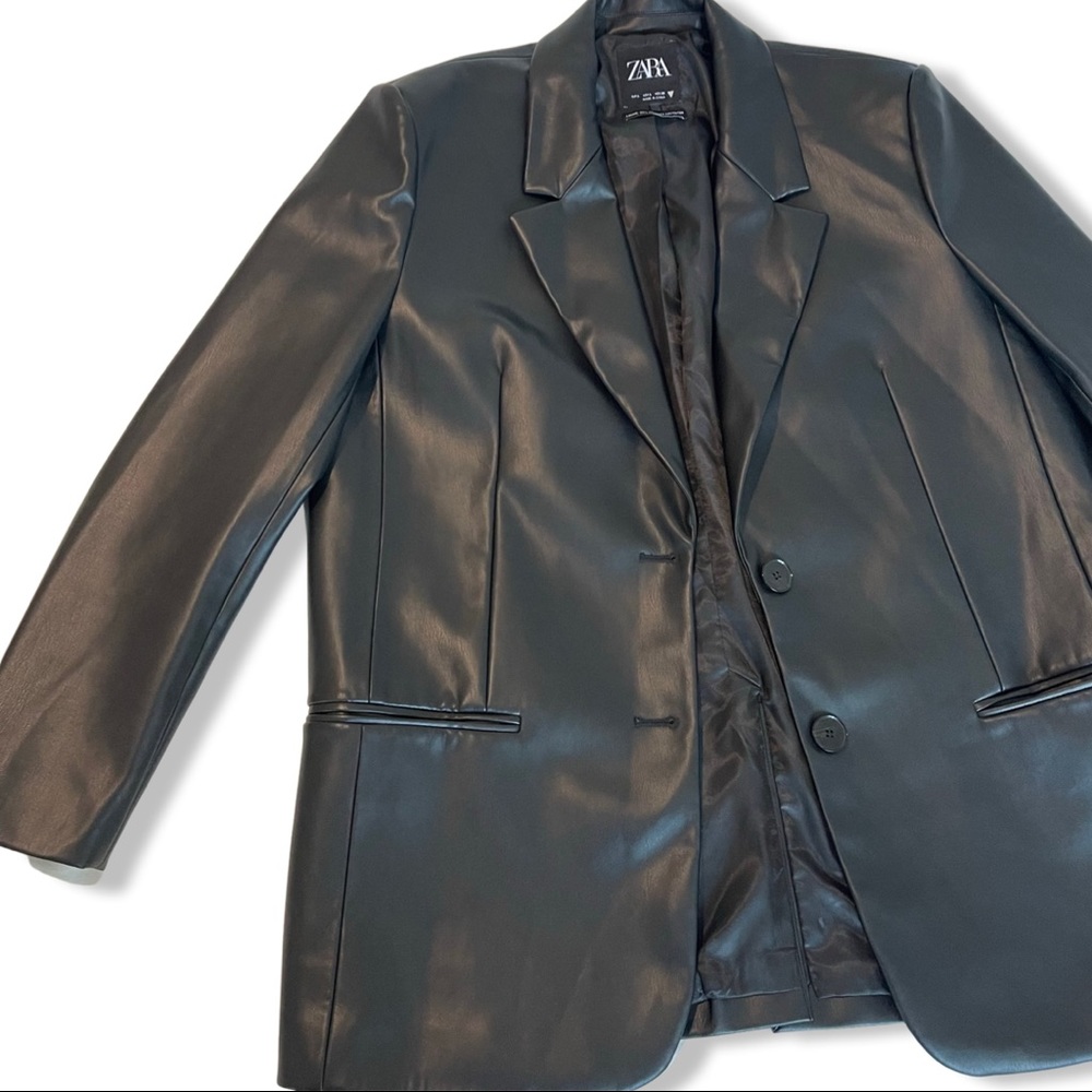 Black leather ZARA Blazer